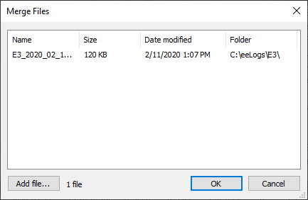 Merge Files window