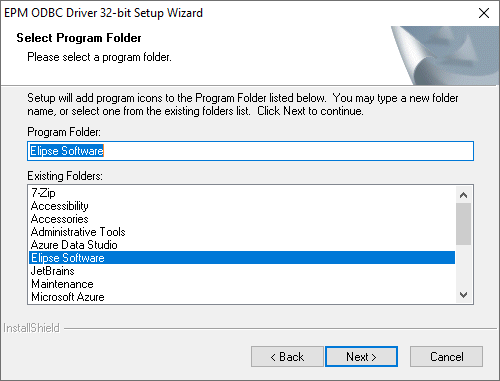 Selecting a program folder