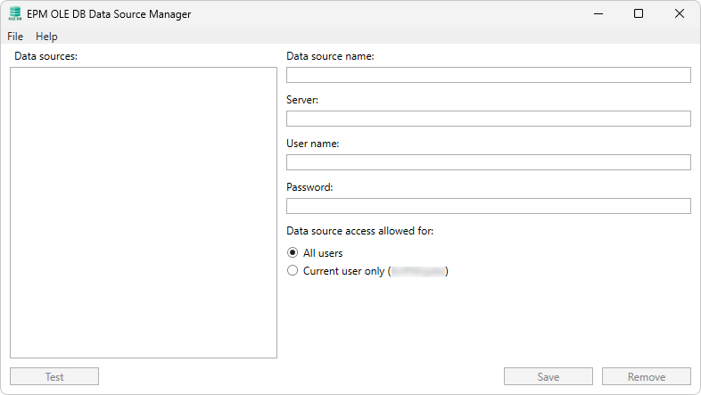 EPM OLE DB Data Source Manager