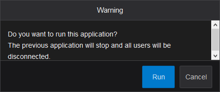 Window to confirm an Application's execution