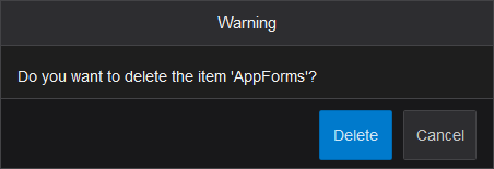 Window to confirm an Application's removal