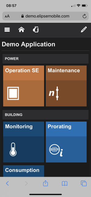 Demonstration application of Elipse Mobile