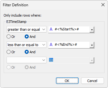 Filter for the E3TimeStamp field Filter for the E3TimeStamp field