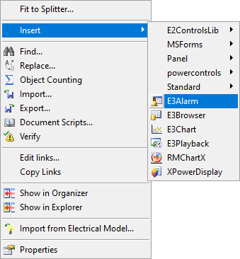 Inserting an E3Alarm on a Screen Inserting an E3Alarm on a Screen