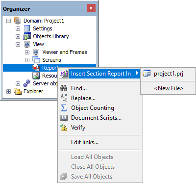 Inserting a Section Report Inserting a Section Report
