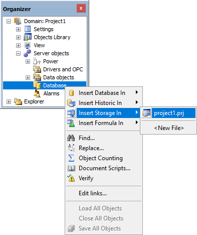 Inserting a Storage in Domain mode