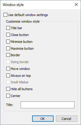 Window Style dialog box