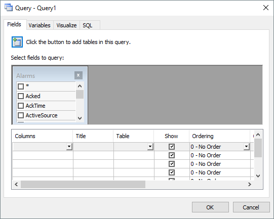 Query's configuration window