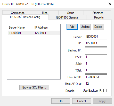 IEC61850 Device Config setup