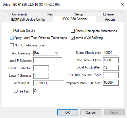 IEC61850 General tab