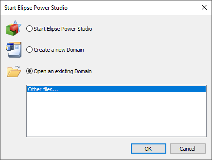 Elipse Power Studio's initial dialog box