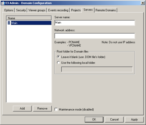 Configuration interface of the local path