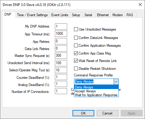 Command Response Profile option