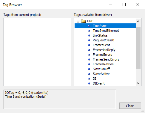 Specific Tags of a DNP3 Driver