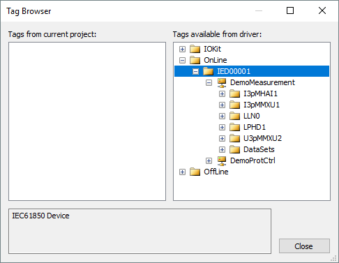 Specific Tags of an IEC61850 Driver