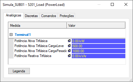 Screen to change values of Analog Measurements