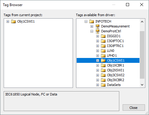 Selecting Logical Device Obj1CSWI1