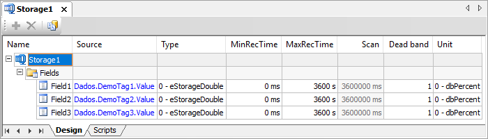 Storage fields