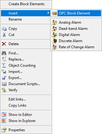 Inserting an OPC Block Element Inserting an OPC Block Element