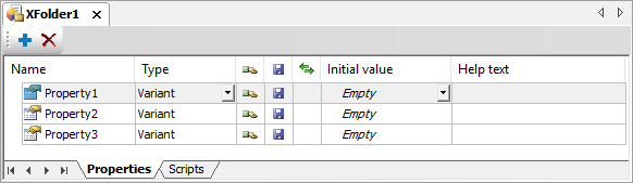 Properties tab of an XFolder Properties tab of an XFolder