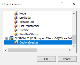 Object classes window Object classes window