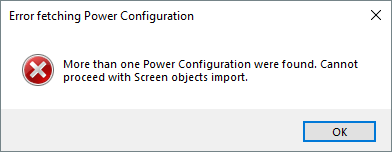 Error window when importing to Screens Error window when importing to Screens