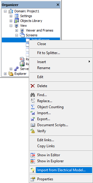 Import from Electrical Model option Import from Electrical Model option