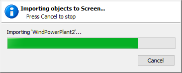 Progress window when importing objects to Screens Progress window when importing objects to Screens