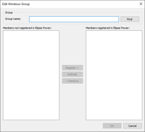 Edit Windows Group window