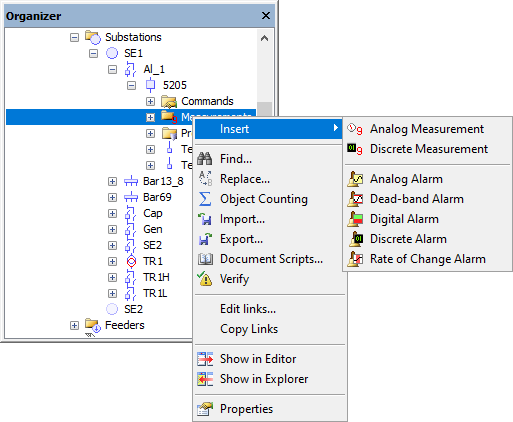 Option to insert an Analog or Discrete Measurement