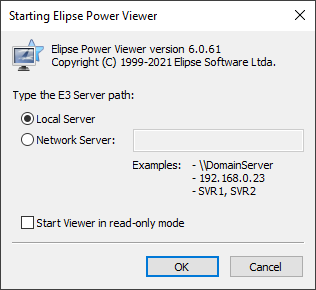 Starting Elipse Power Viewer window