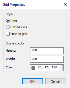 Grid Properties window Grid Properties window