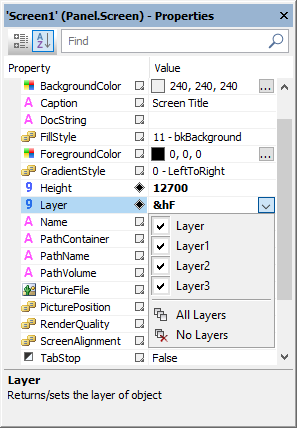 Options for a Screen's Layer property Options for a Screen's Layer property