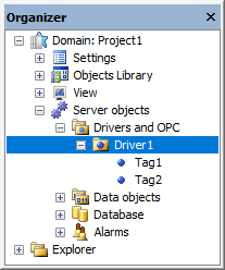 Driver1 is the parent object of Tag1 and Tag2