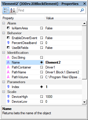 Properties List in category mode