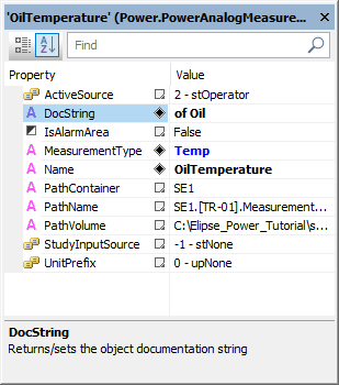 DocString property of Oil Temperature