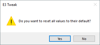 Dialog box to confirm the Reset Default option