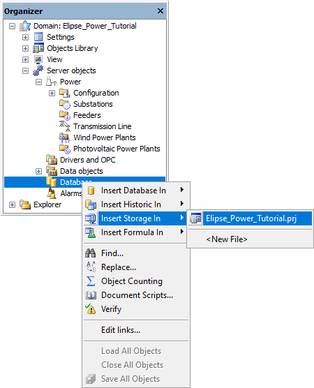 Option to insert a Storage in a project