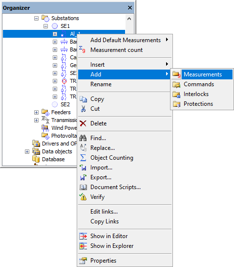 Add - Measurements option Add - Measurements option