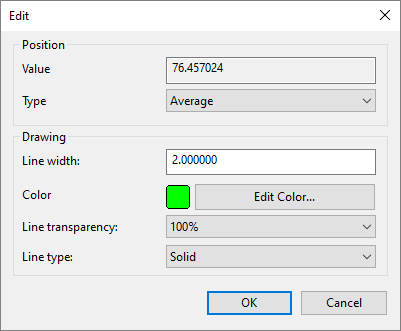 Window to edit a Horizontal Guide Line linked to a Pen Window to edit a Horizontal Guide Line linked to a Pen
