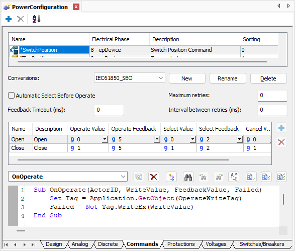 Conversion of type Select Before Operate