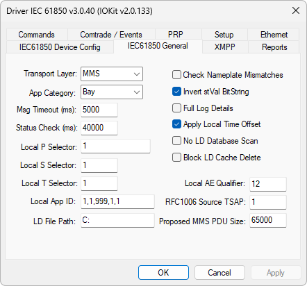 IEC61850 General tab