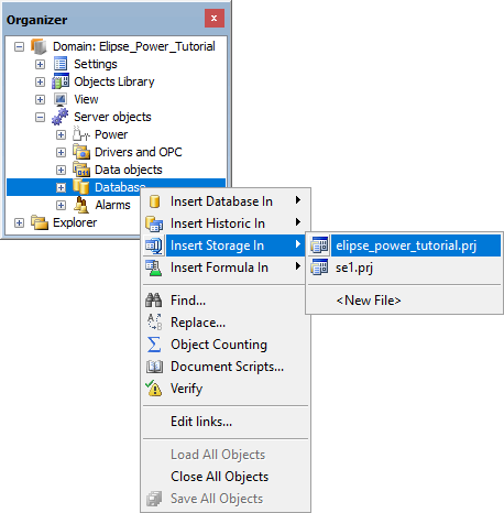 Option to insert a Storage in a project