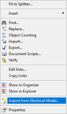 Import from Electrical Model option