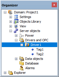 Driver1 is the parent object of Tag1 and Tag2 Driver1 is the parent object of Tag1 and Tag2