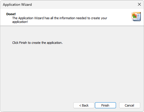 Finishing Application Wizard Finishing Application Wizard