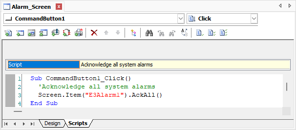 Scripts tab Scripts tab