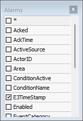 Alarms table Alarms table