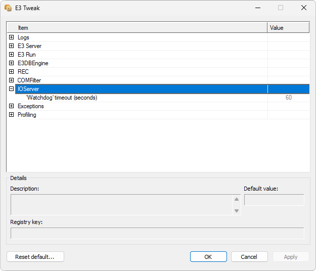 E3IoServer configuration