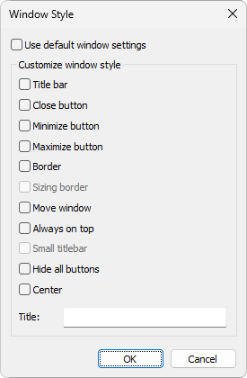 Window Style dialog box